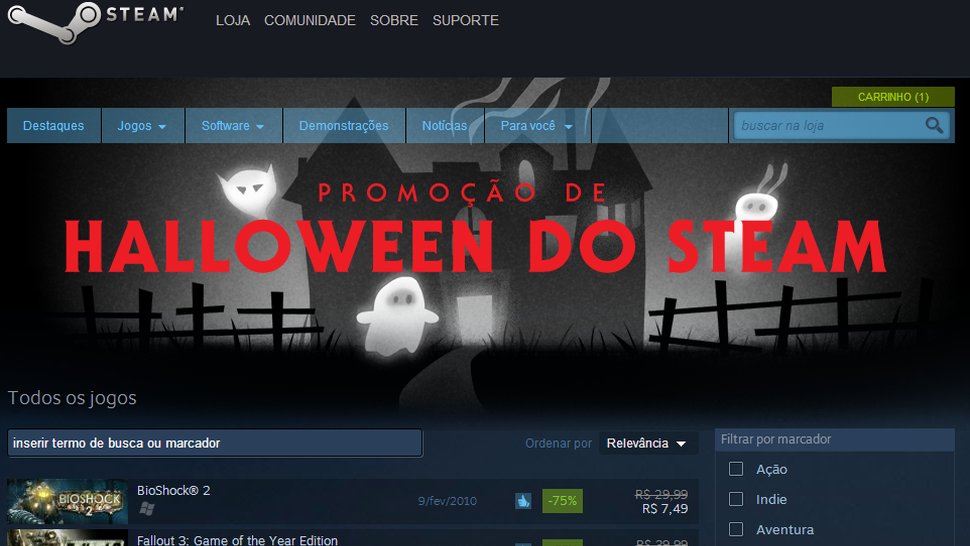 Promoção de Halloween do Steam tem jogos com até 90% de desconto